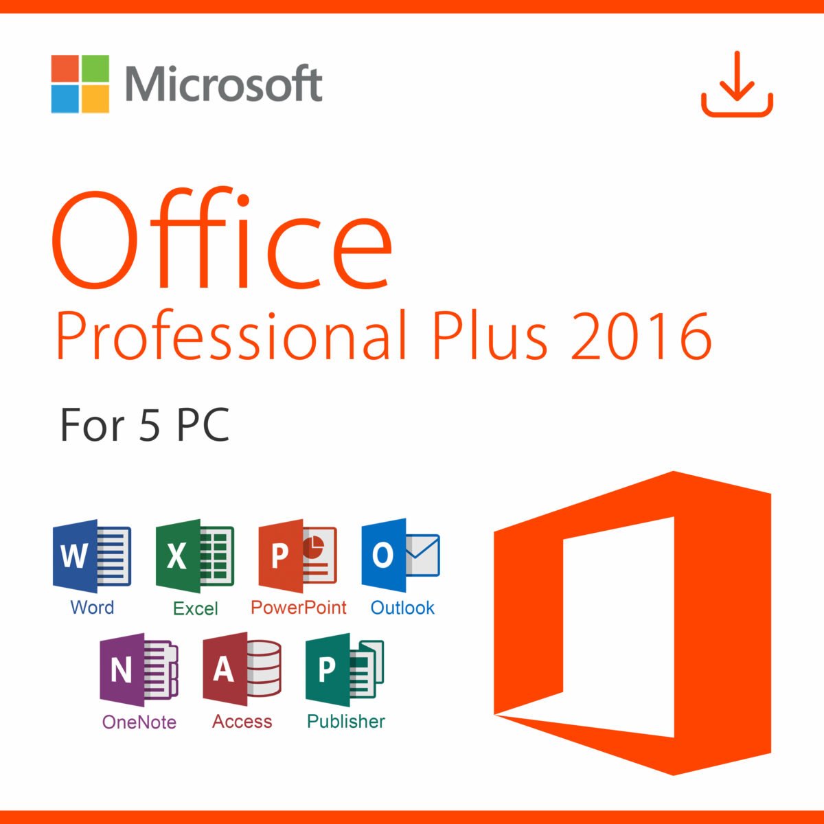 Microsoft Office 2016 Professional Plus for 5 PC Quincode