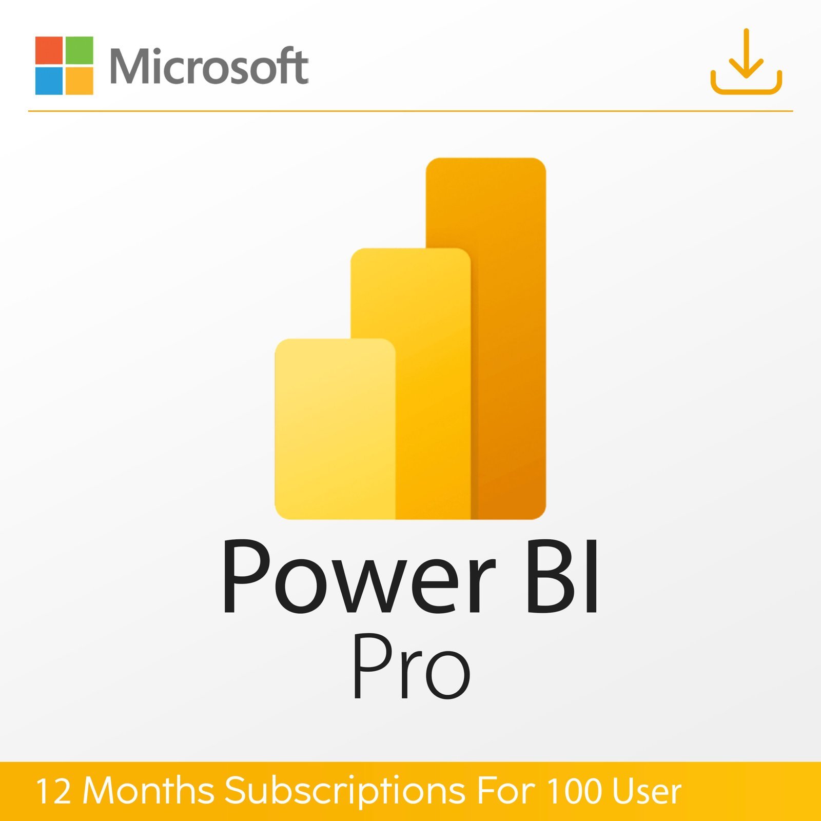 Microsoft Power BI Pro 1 Year Subscription for 100 User License Quincode