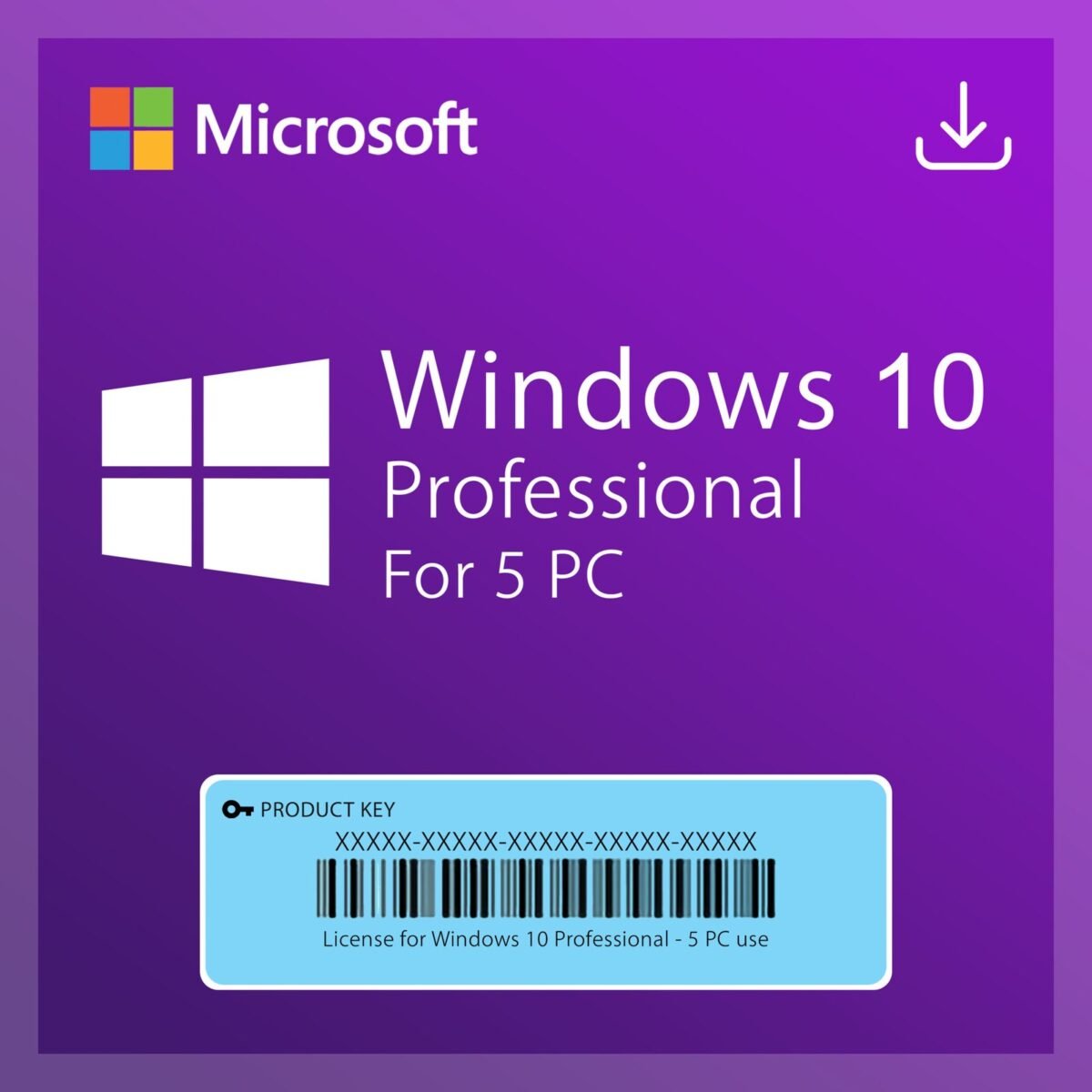 Microsoft Windows 10 Professional for 5 PC Quincode