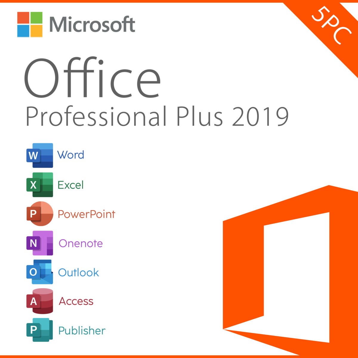 Microsoft Office 2019 Professional Plus for 5 PC Quincode