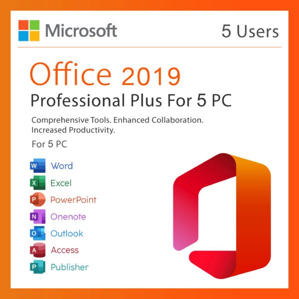 Microsoft Office 2019 Professional Plus for 5 PC Quincode