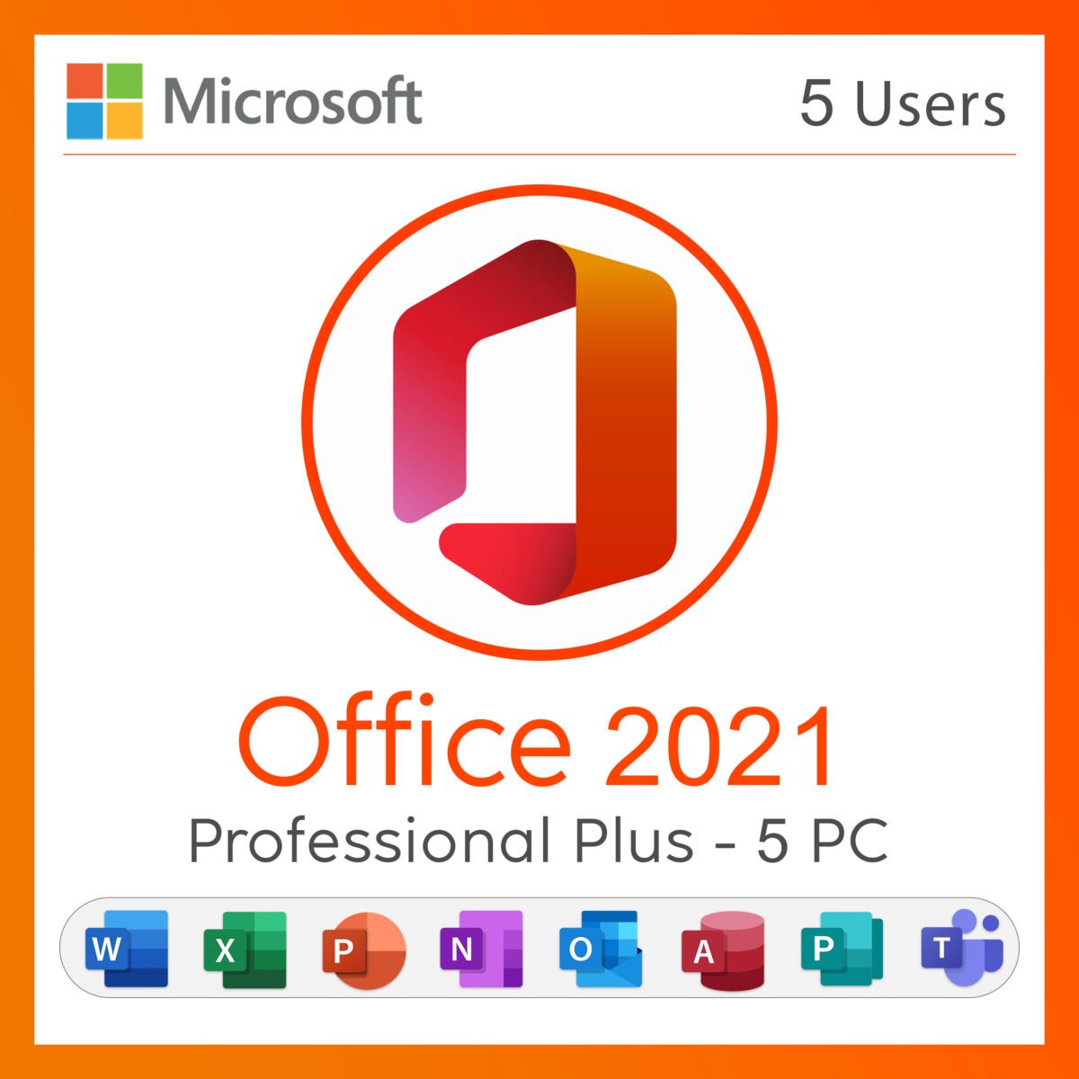 Microsoft Office 2021 Professional Plus License for 5 PC Quincode